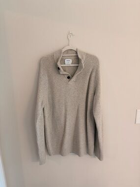 Men's Waffle Collar Crewneck Sweater - Light Gray